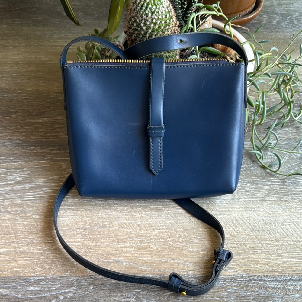 JCrew Navy Blue Leather Crossbody Bag